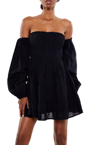 Off-the-Shoulder Babydoll Mini Dress