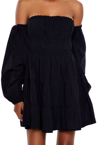 Off-the-Shoulder Babydoll Mini Dress