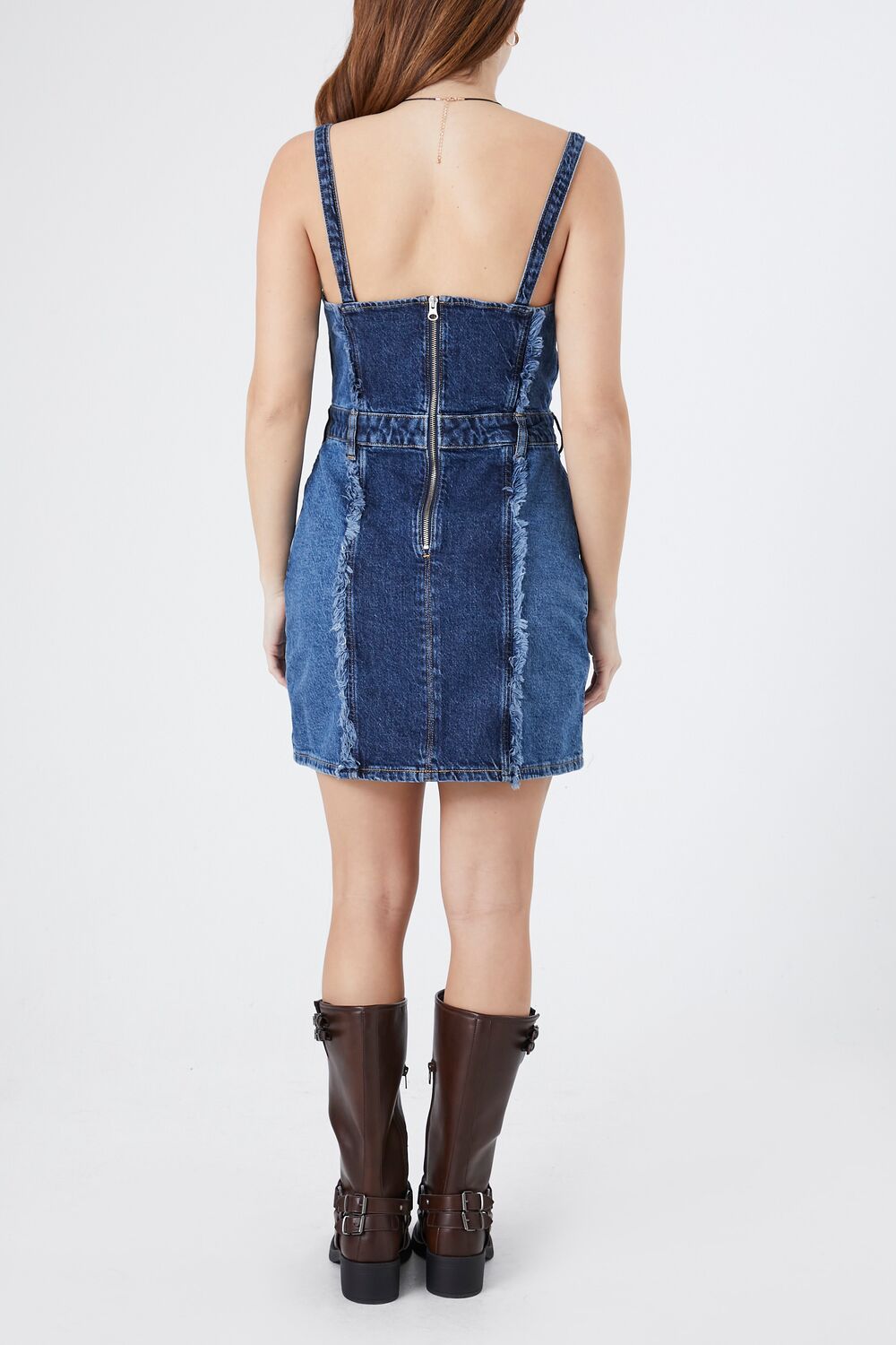  Forever 21 Frayed Colorblock Denim Dress - denim-multi - Bonton