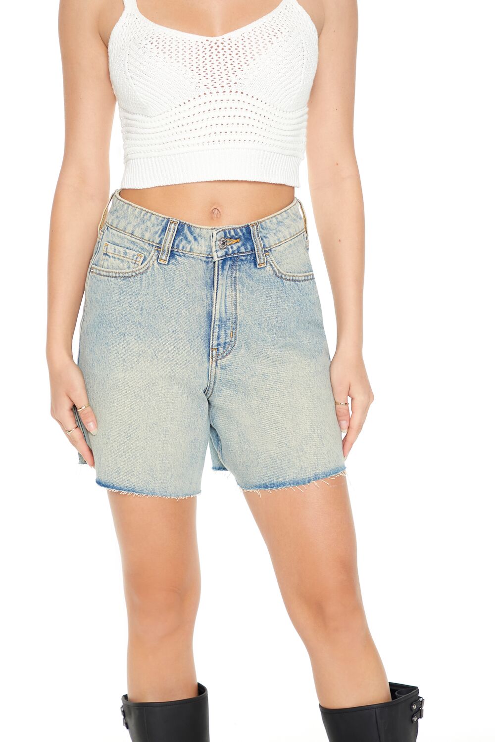  Forever 21 Crochet Sweater-Knit Cami - white - Bonton