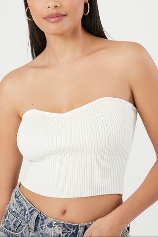 Sweater-Knit Cropped Tube Top