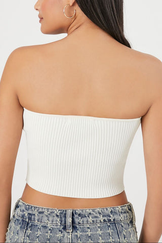 Sweater-Knit Cropped Tube Top