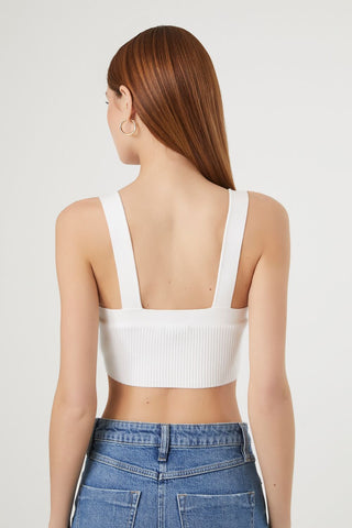 Sweater-Knit Crossover Crop Top