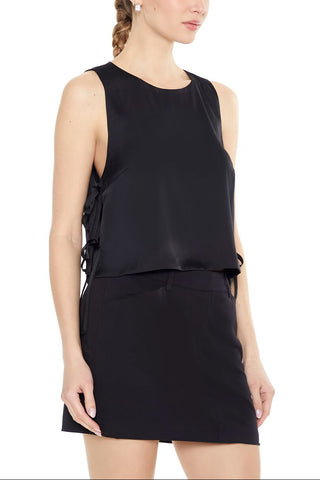 Satin Sleeveless Bow Top