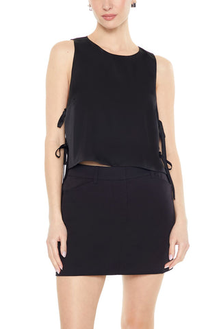 Satin Sleeveless Bow Top