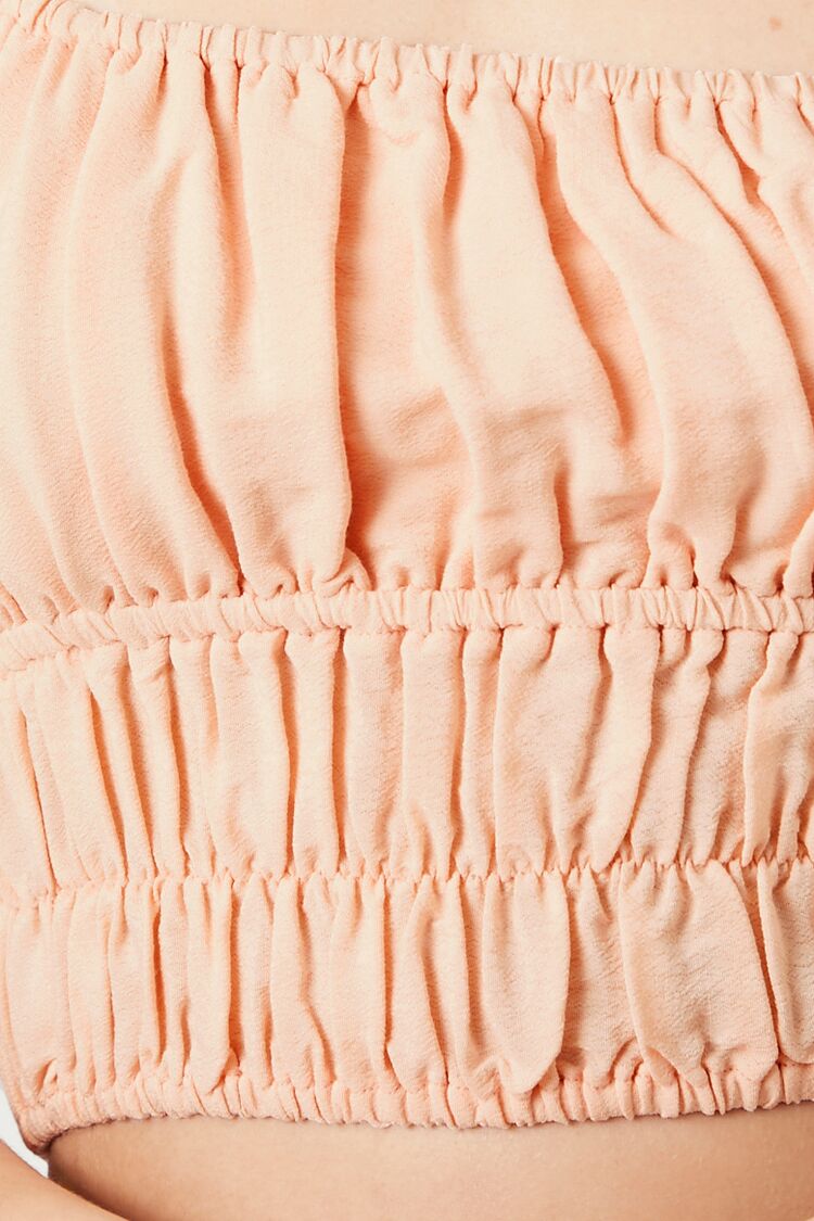  Forever 21 Shirred Puff-Sleeve Crop Top - blush - Bonton