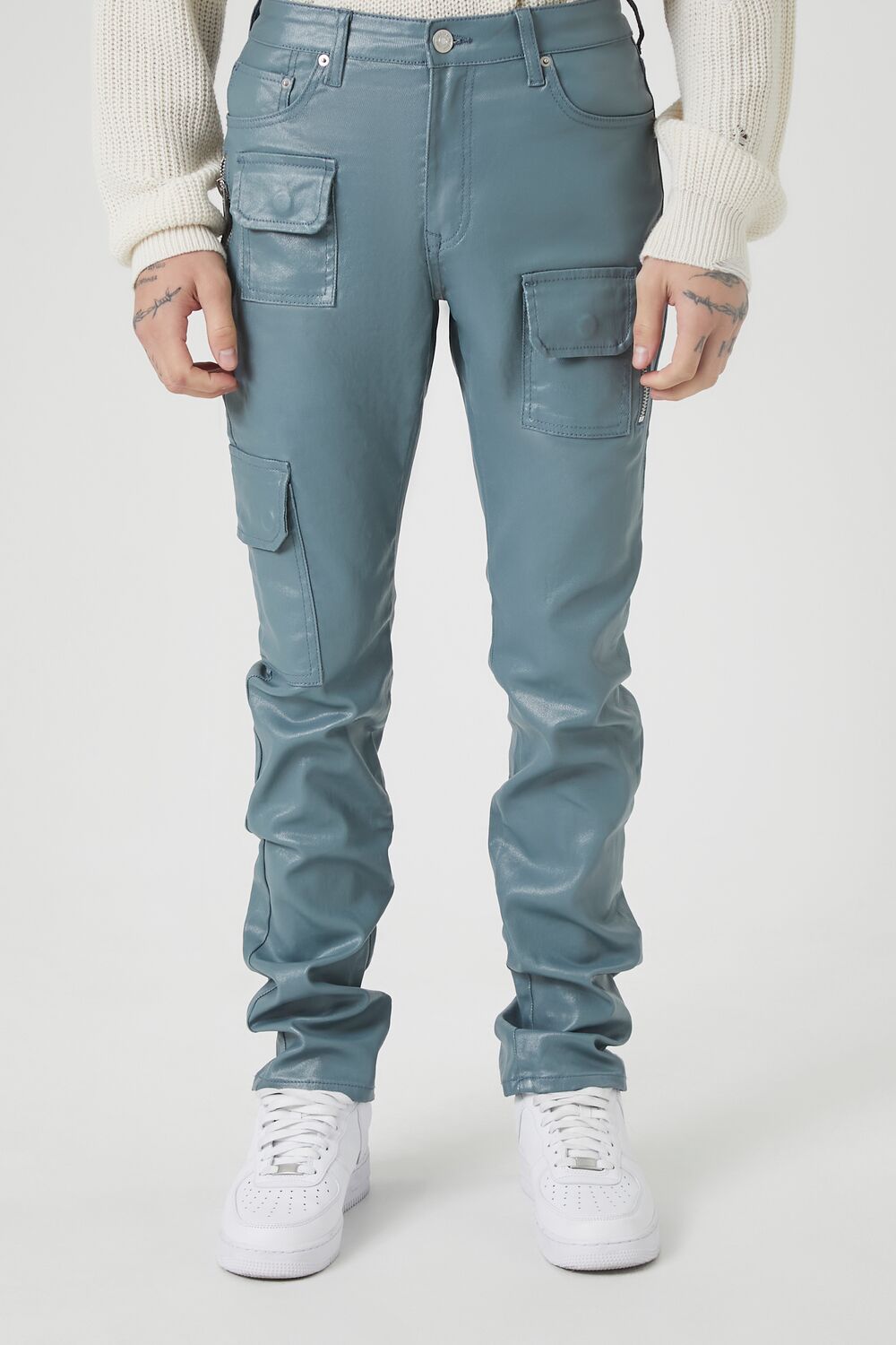 Forever 21 Mid-Rise Cargo Skinny Jeans - pewter - Bonton