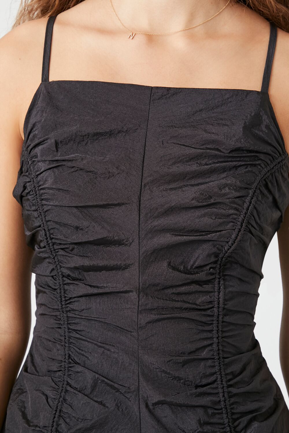  Forever 21 Ruched Toggle Drawstring Mini Dress - black-swatch - Bonton