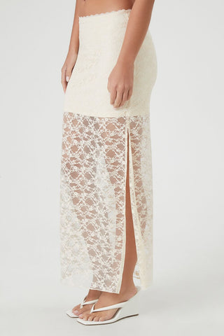 Lace Column Maxi Slit Skirt