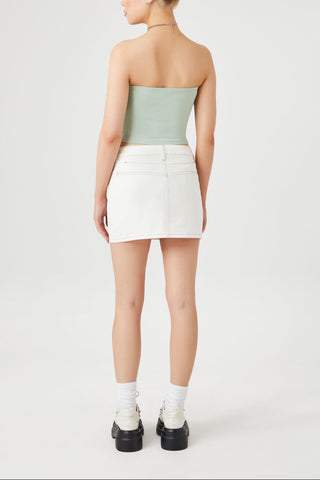 Seamed Denim Mini Skirt