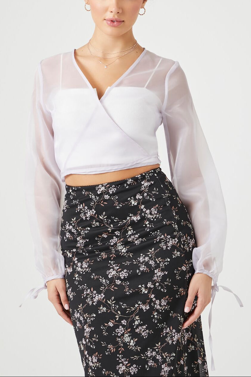  Forever 21 Sheer Organza Wrap Top - dusty lavender - Bonton
