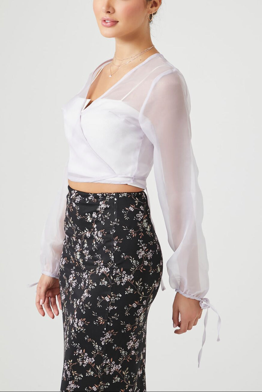  Forever 21 Sheer Organza Wrap Top - dusty lavender - Bonton