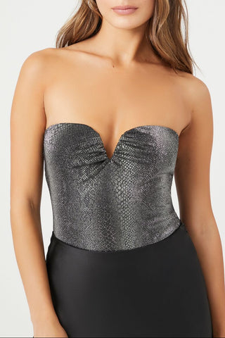 Snake Print Sweetheart Bodysuit