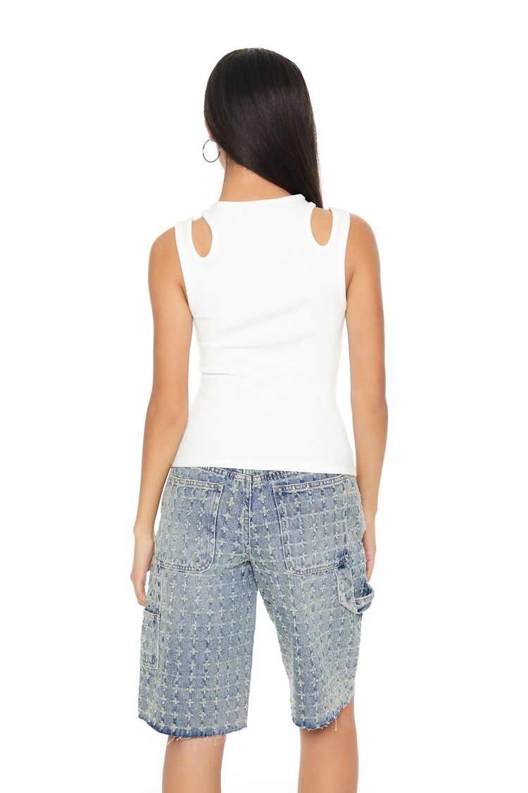  Forever 21 Cutout Tank Top - white - Bonton
