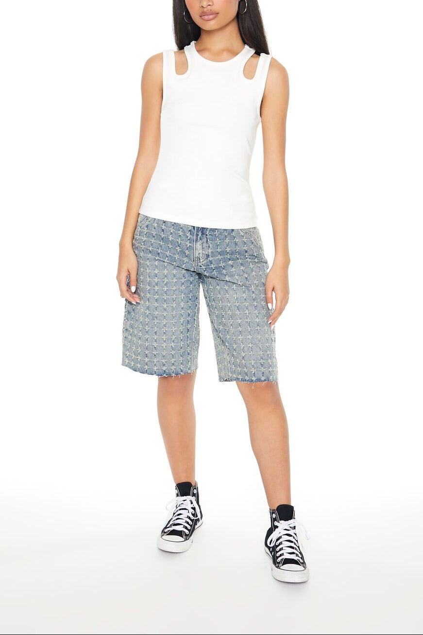  Forever 21 Cutout Tank Top - white - Bonton