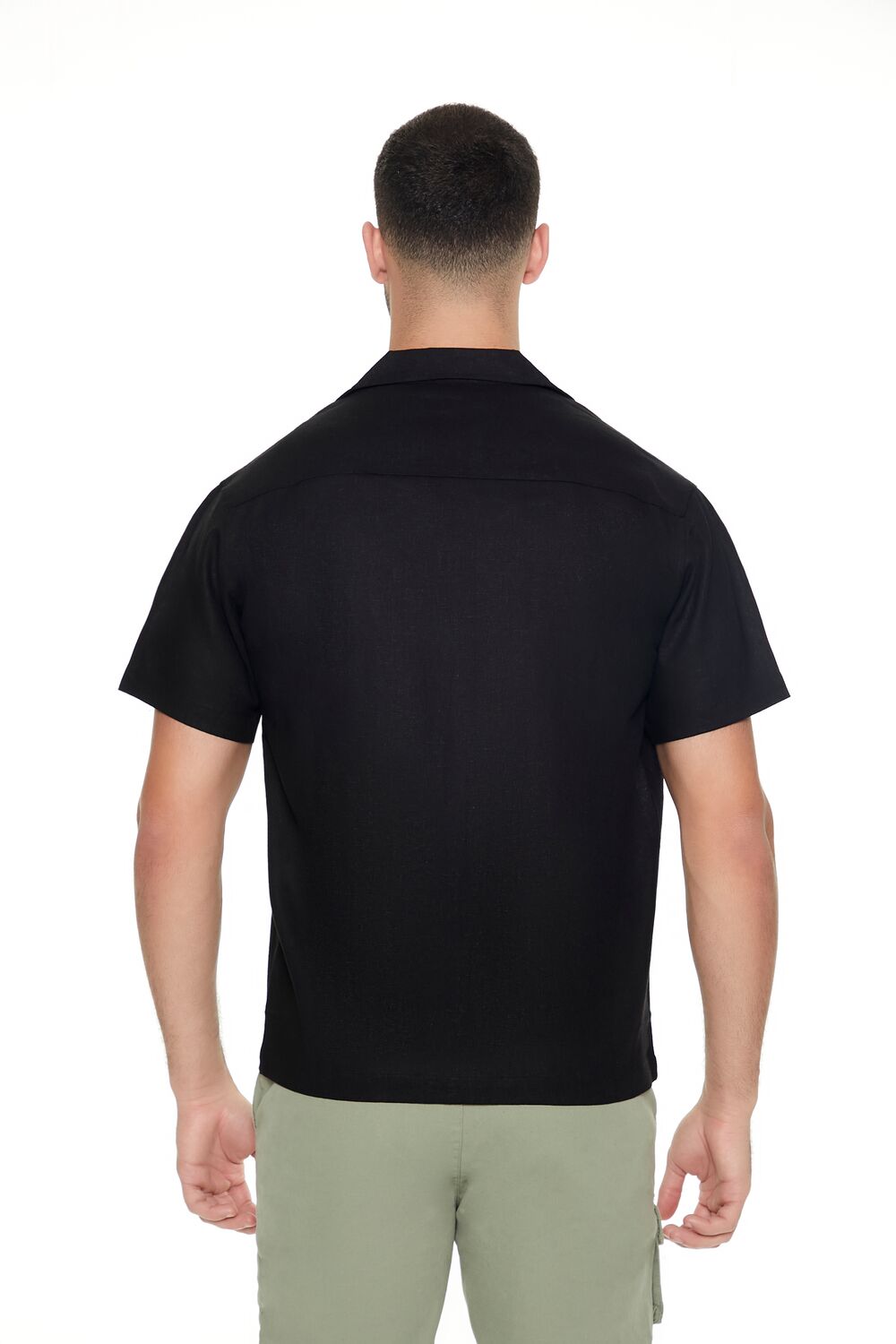  Forever 21 Linen-Blend Embroidered Shirt - black multi - Bonton