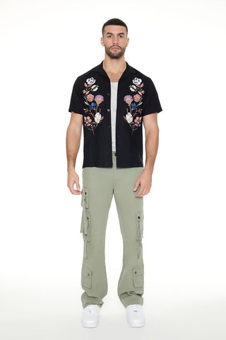 Linen-Blend Embroidered Shirt