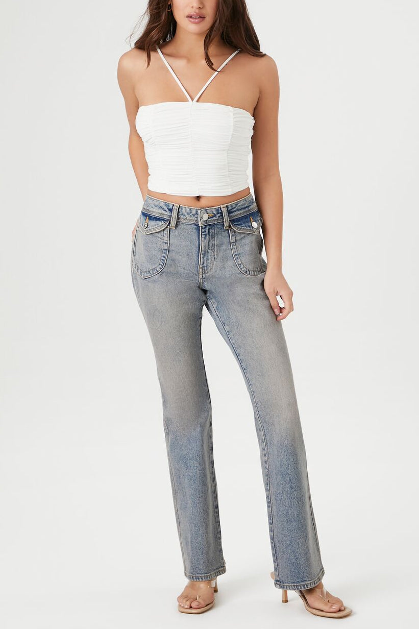  Forever 21 Ruched Mesh Cropped Cami - black - Bonton