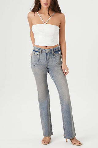 Ruched Mesh Cropped Cami