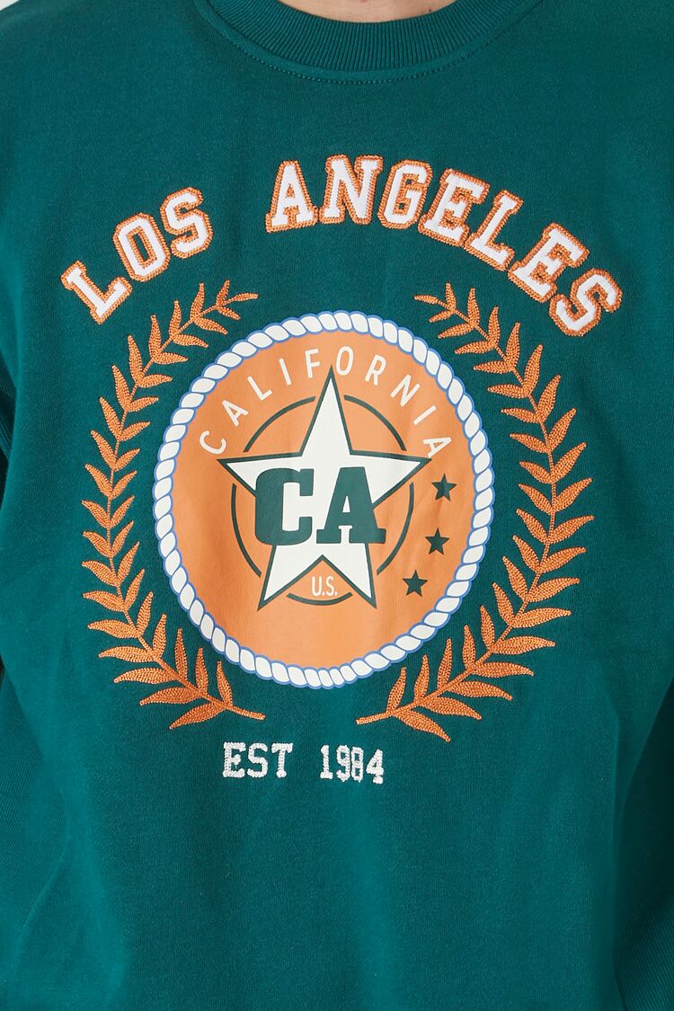  Forever 21 Embroidered Patch Los Angeles Graphic Pullover - hunter green multi - Bonton