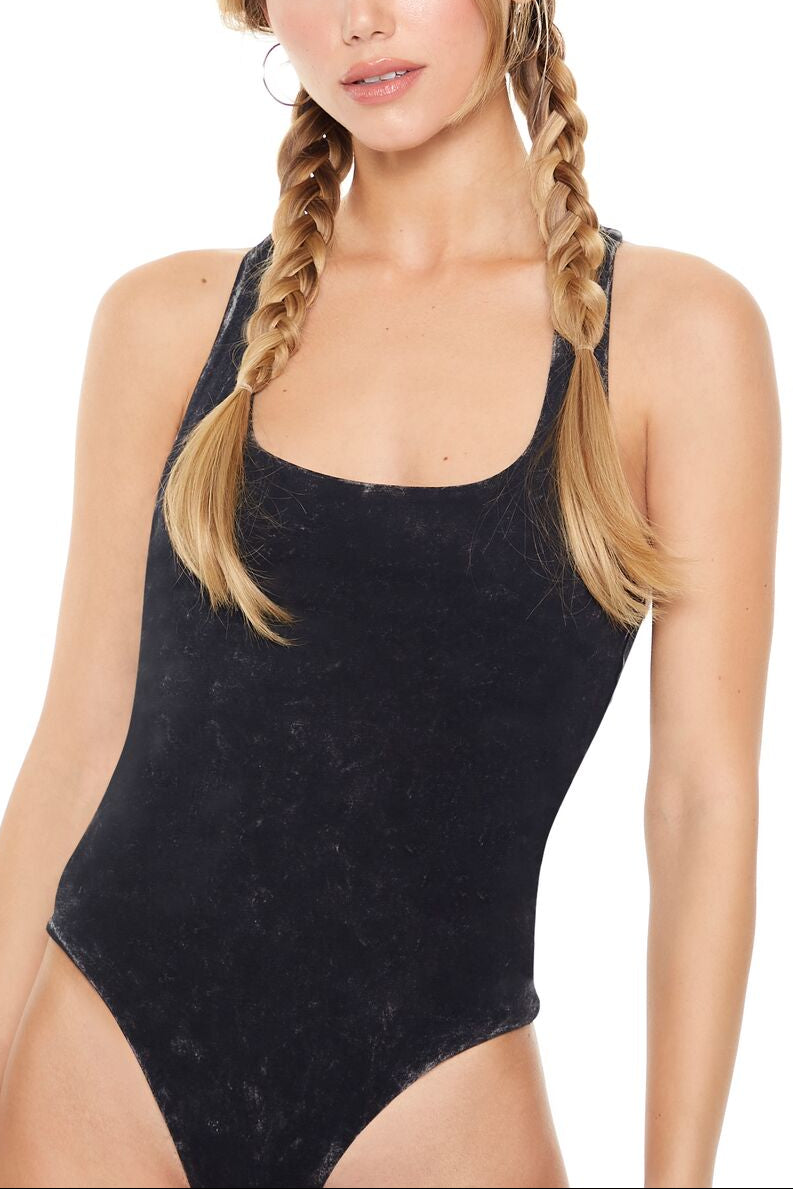  Forever 21 Crisscross Tank Bodysuit - black - Bonton