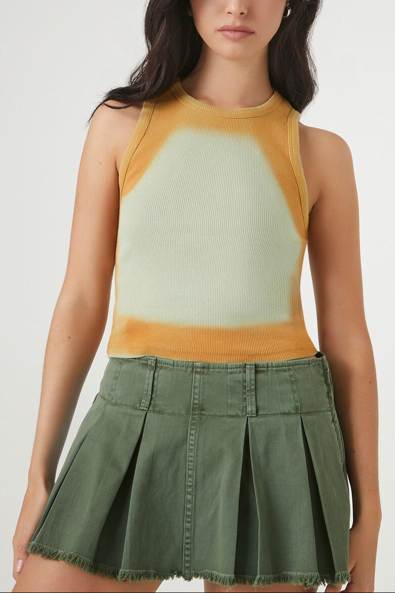  Forever 21 Airbrush Cropped Tank Top - agave multi - Bonton