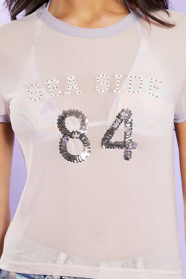  Forever 21 Sea Side Sequin Ringer Tee - pink white - Bonton
