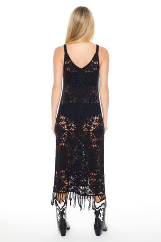 Crochet Fringe Midi Dress