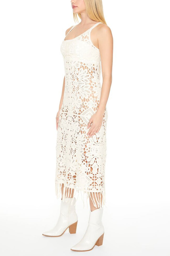  Forever 21 Crochet Fringe Midi Dress - ivory - Bonton