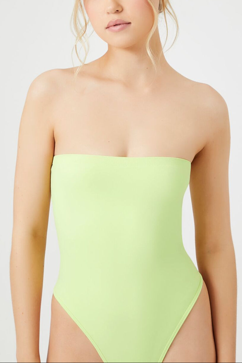  Forever 21 Seamless Tube Lingerie Bodysuit - pale-green - Bonton