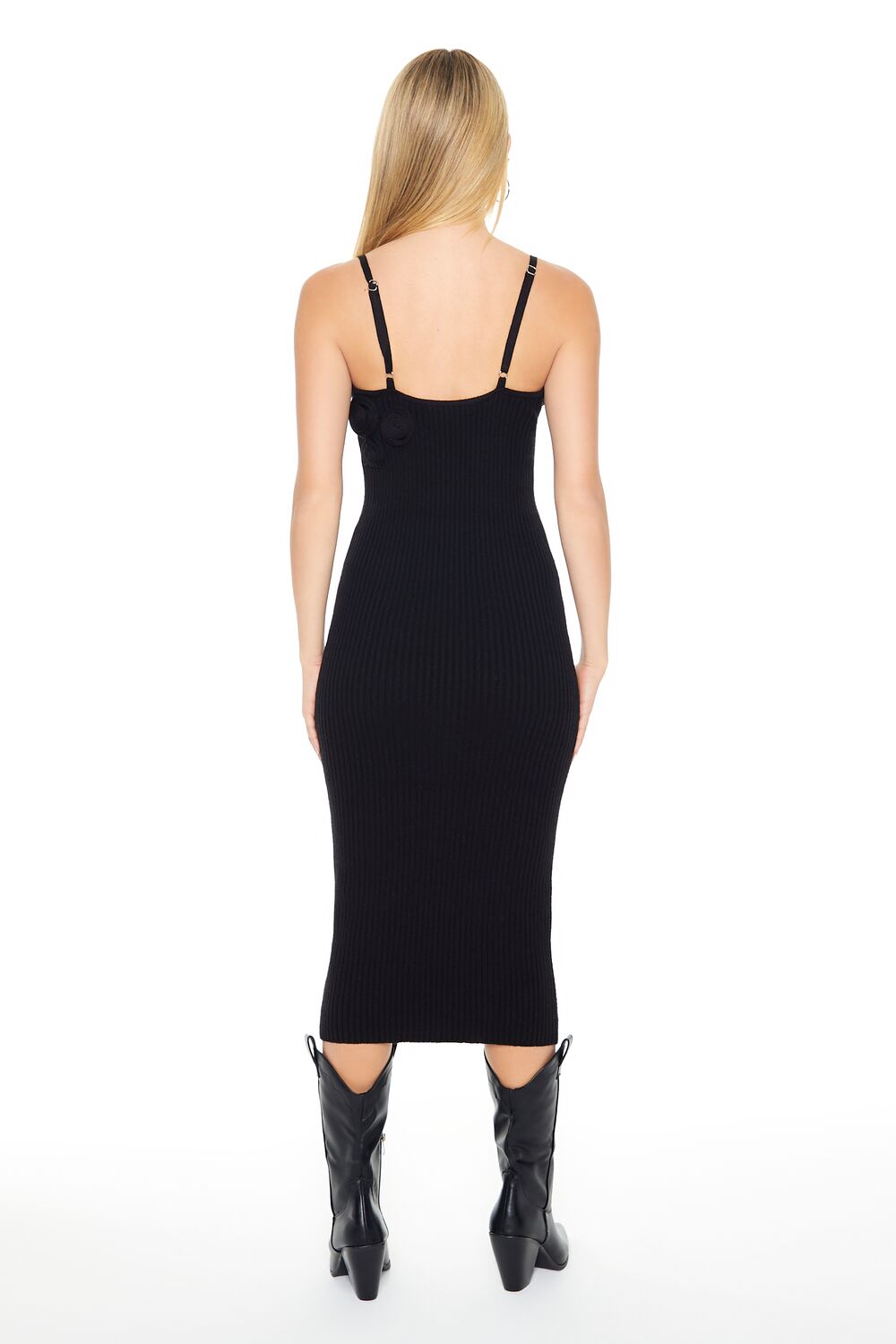  Forever 21 Crochet Rosette Cami Midi Dress - black - Bonton