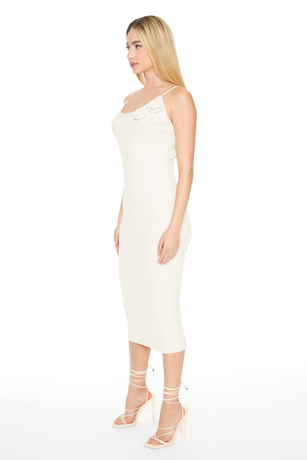  Forever 21 Crochet Rosette Cami Midi Dress - black - Bonton