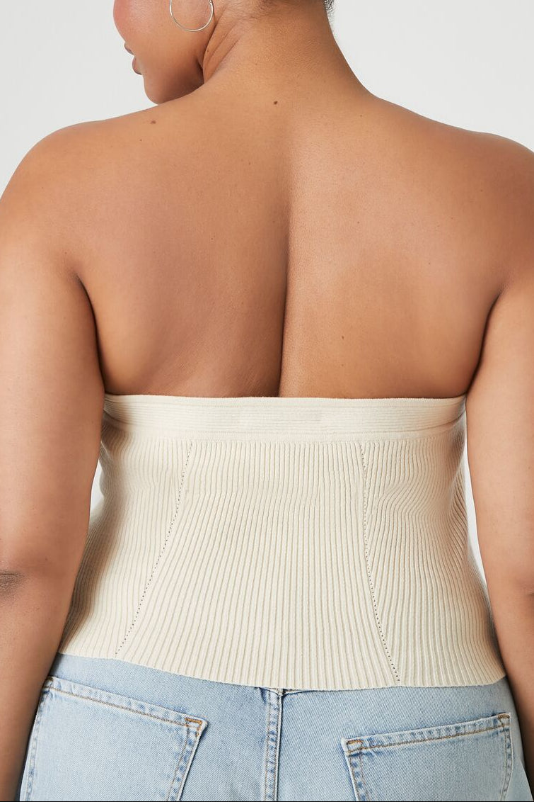  Forever 21 Plus Size Sweater-Knit Tube Top - cream - Bonton