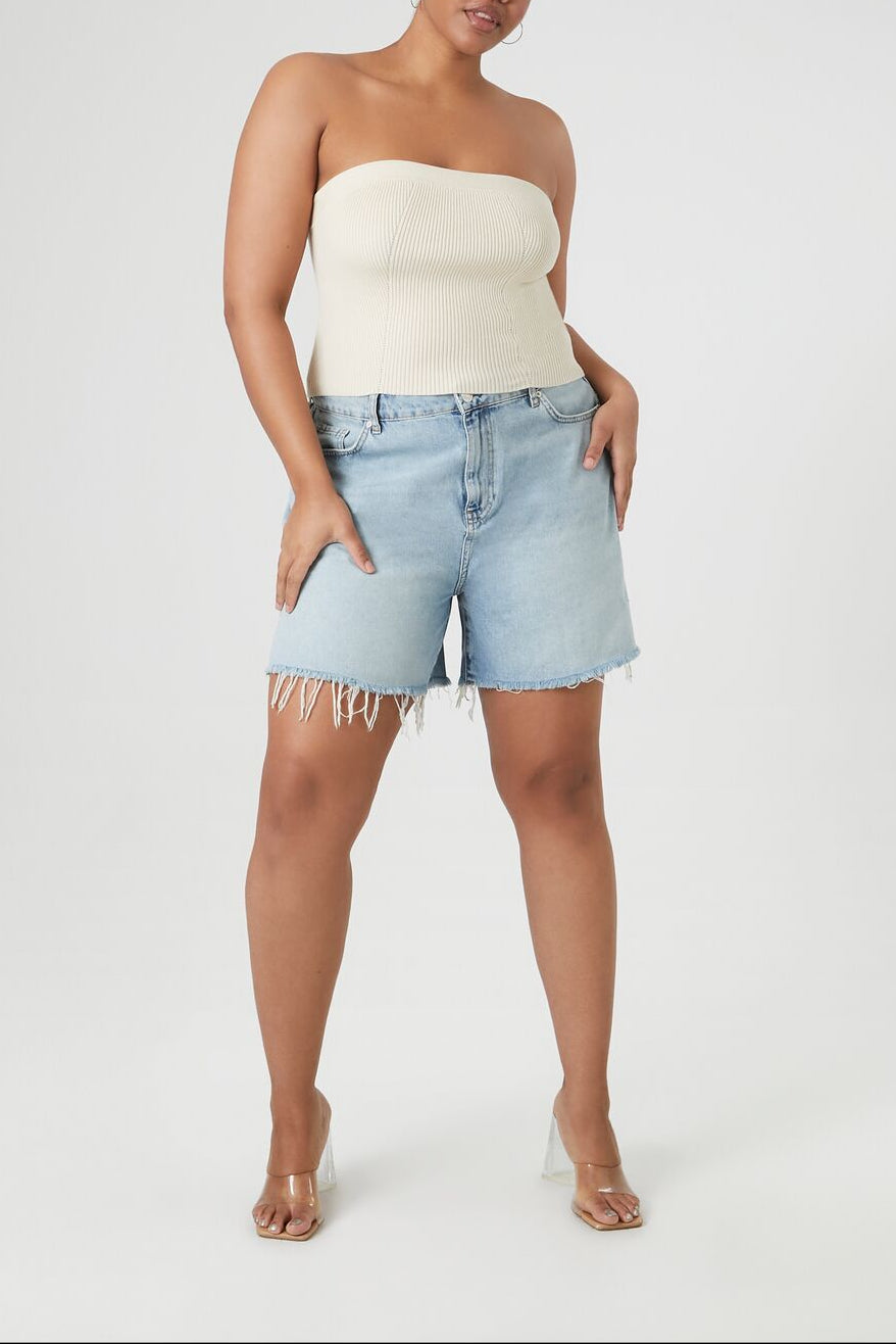  Forever 21 Plus Size Sweater-Knit Tube Top - cream - Bonton