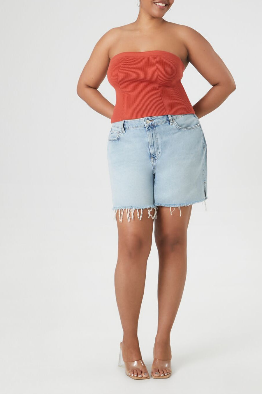  Forever 21 Plus Size Sweater-Knit Tube Top - cream - Bonton