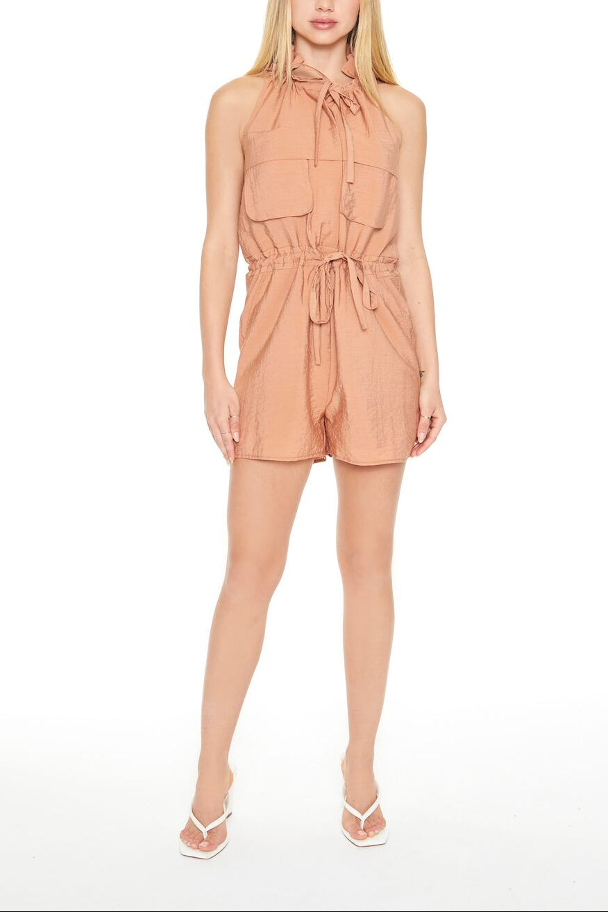  Forever 21 Sleeveless Drawstring Romper - copper - Bonton