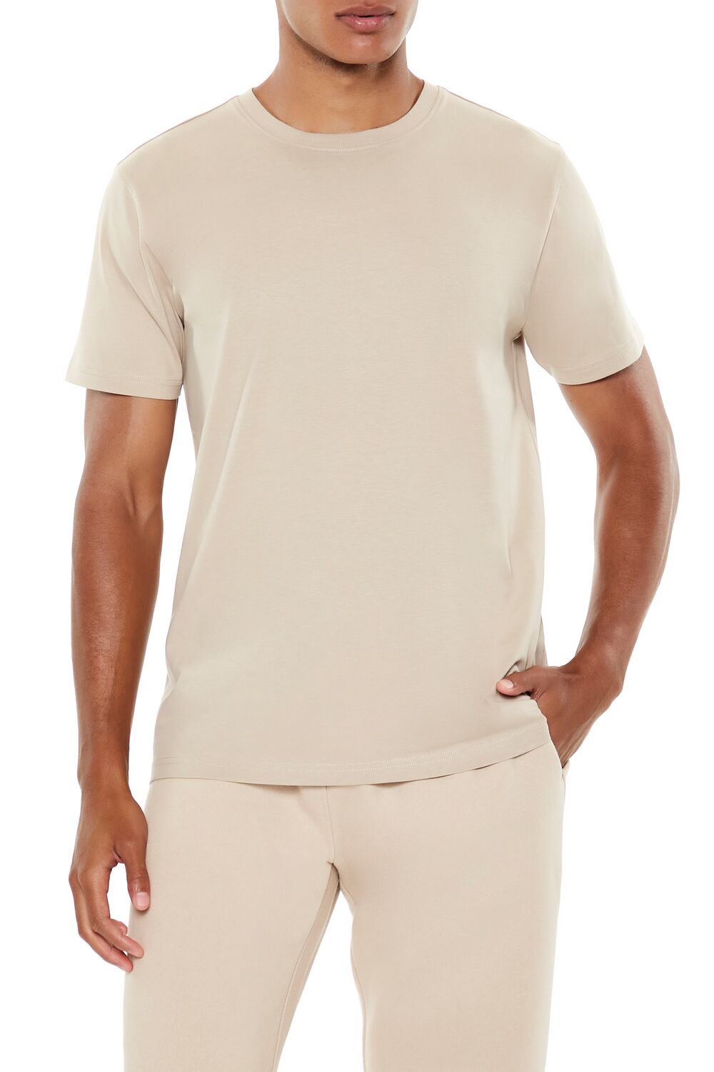  Forever 21 Basic Cotton Crew Tee - taupe - Bonton