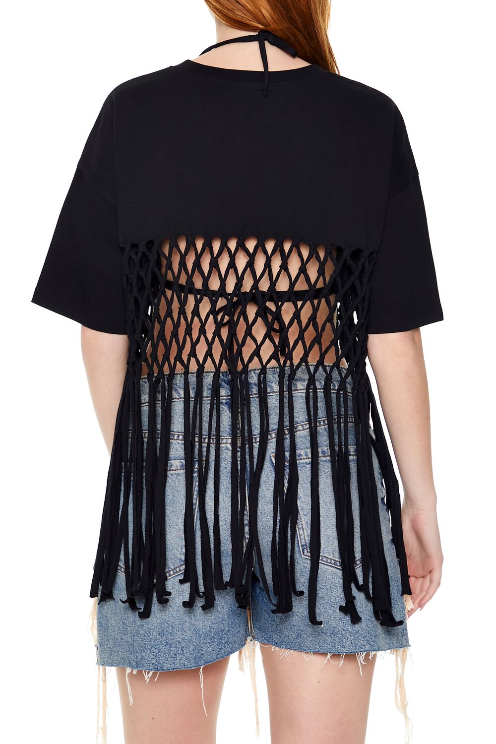  Forever 21 Crochet Fringe Tee - white - Bonton