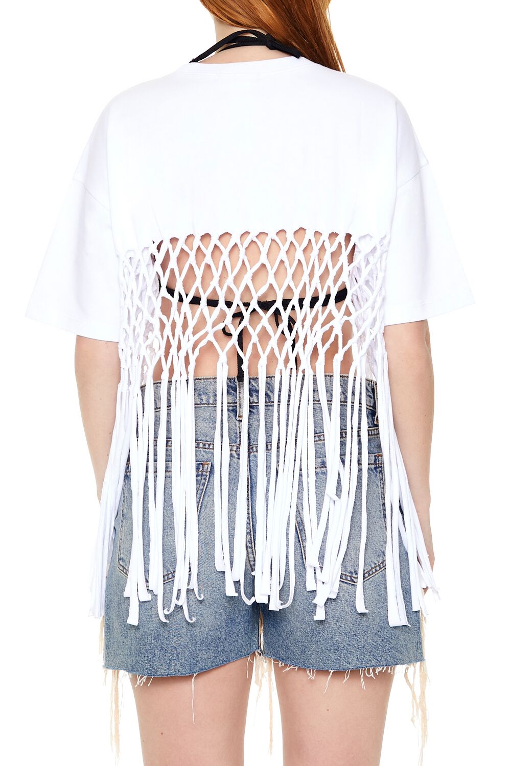  Forever 21 Crochet Fringe Tee - white - Bonton
