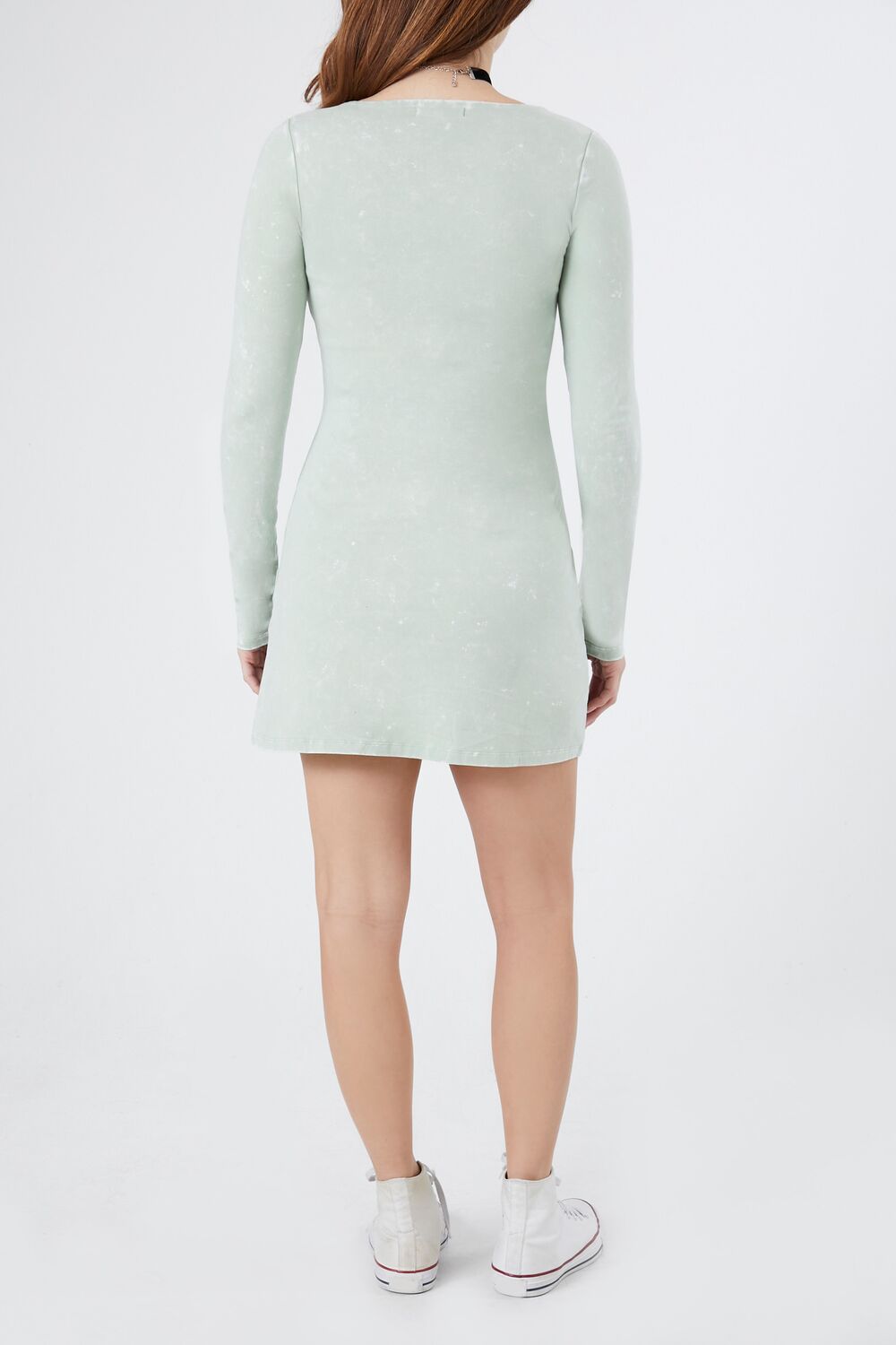  Forever 21 Mineral Wash Fit & Flare Dress - agave - Bonton