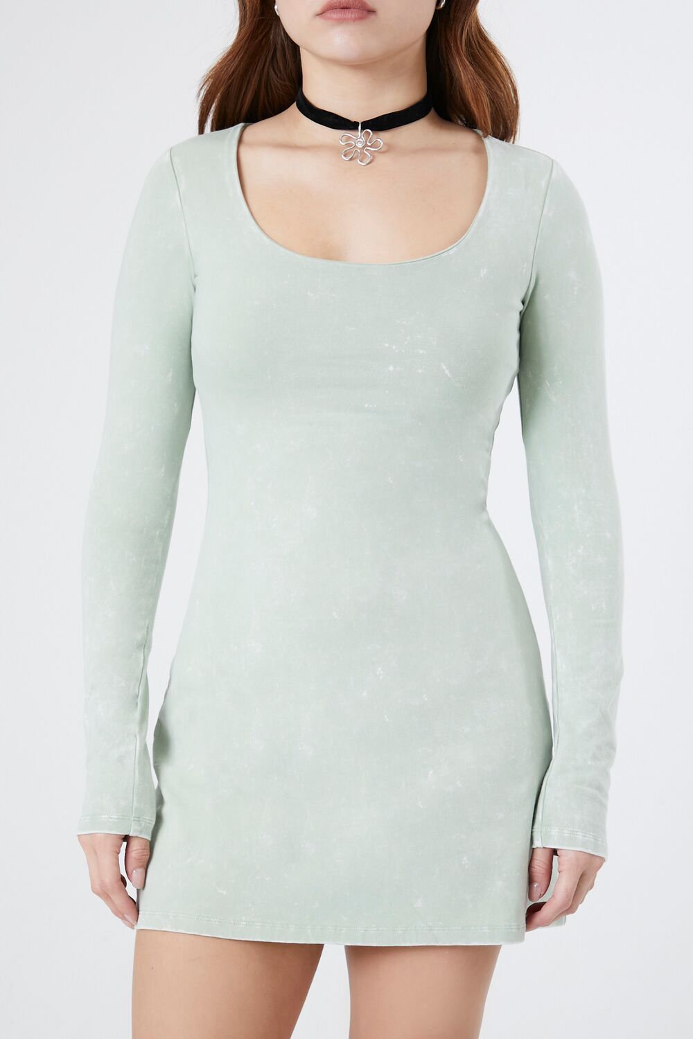  Forever 21 Mineral Wash Fit & Flare Dress - agave - Bonton