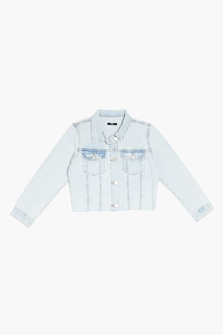  Forever 21 Girls Denim Trucker Jacket (Kids) - light-denim - Bonton