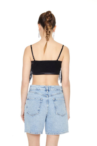 Satin Fringe Cropped Cami