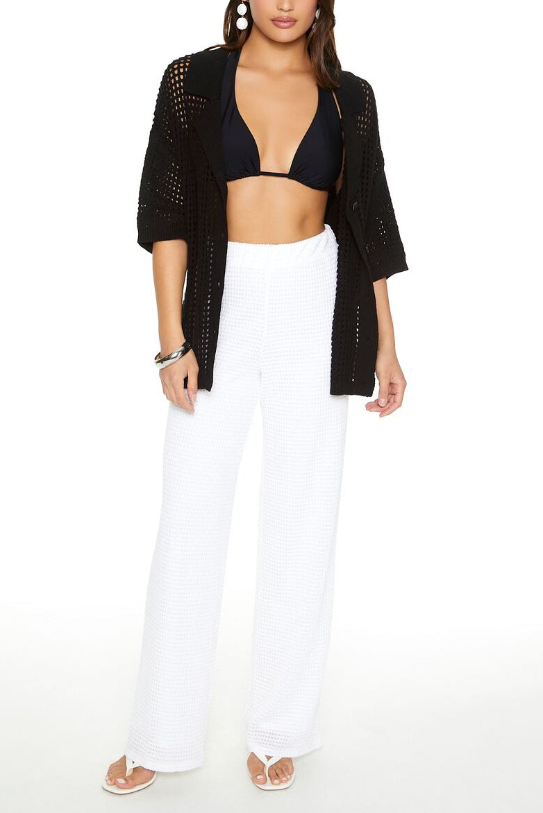  Forever 21 Crochet Straight-Leg Pants - white - Bonton