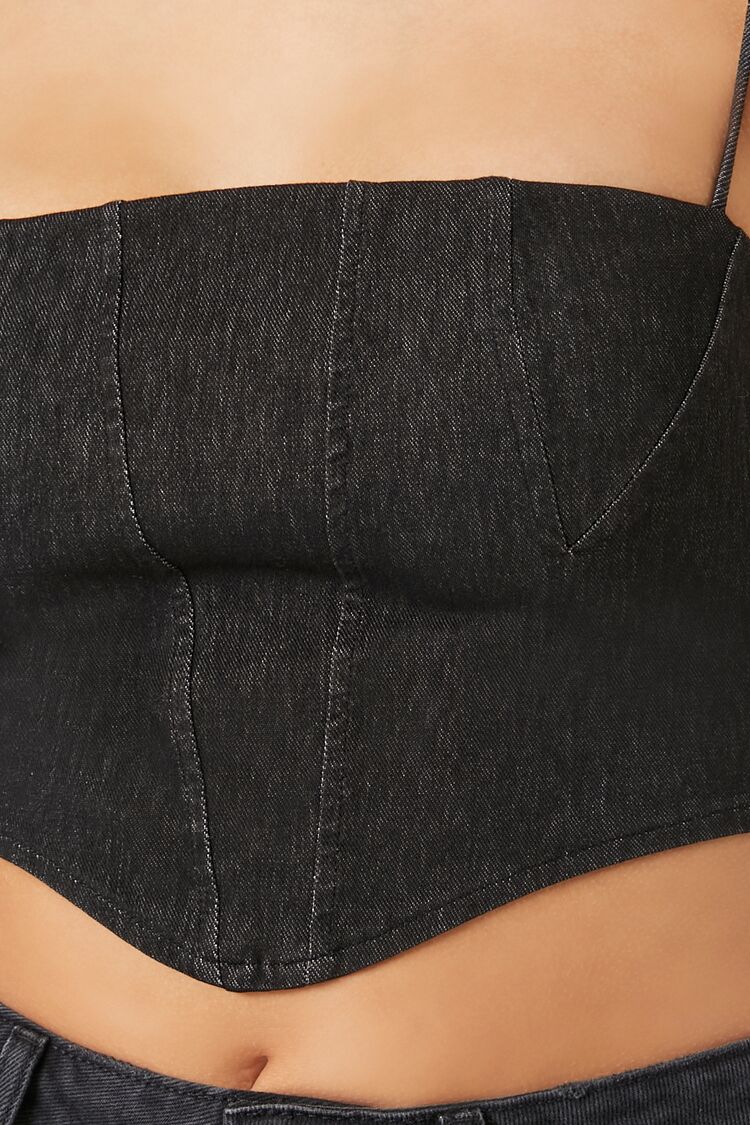  Forever 21 Denim Cropped Cami - black - Bonton
