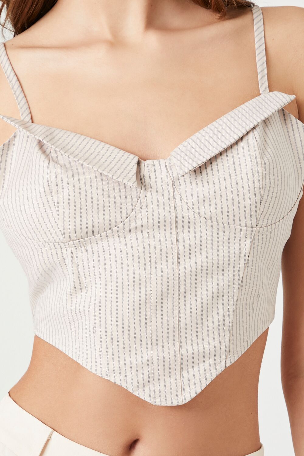  Forever 21 Pinstriped Bustier Cropped Cami - blush multi - Bonton