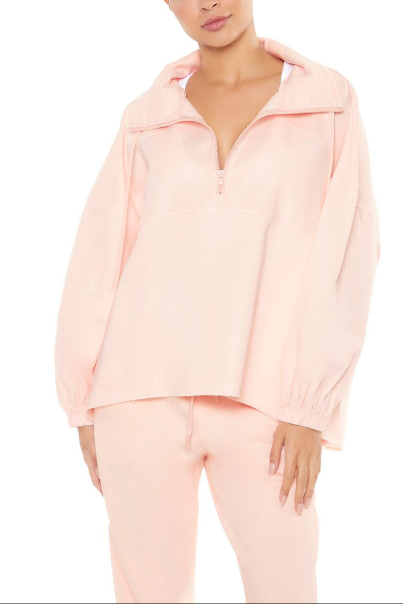  Forever 21 Active Half-Zip Fleece Pullover - pale green - Bonton