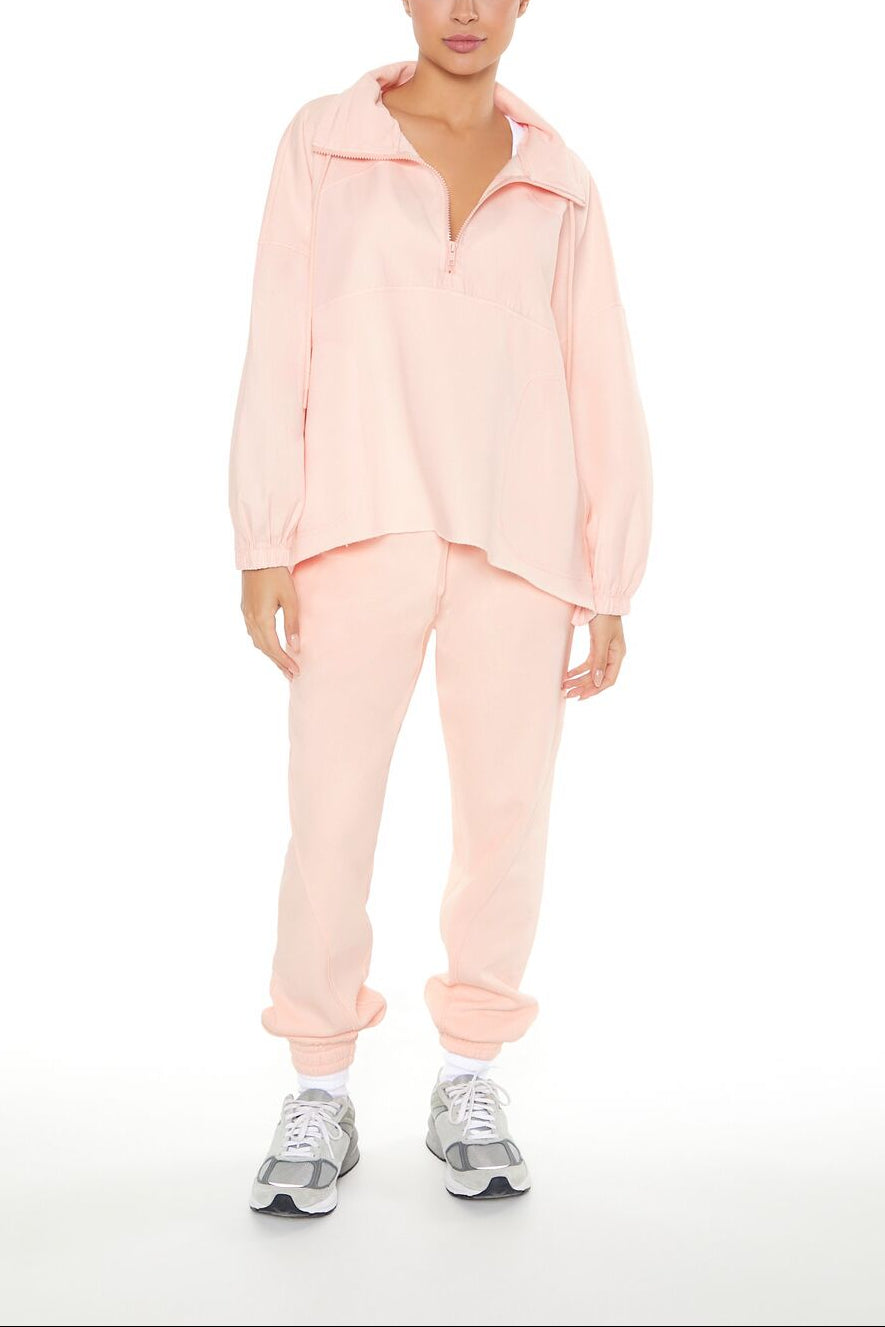  Forever 21 Active Half-Zip Fleece Pullover - pale green - Bonton