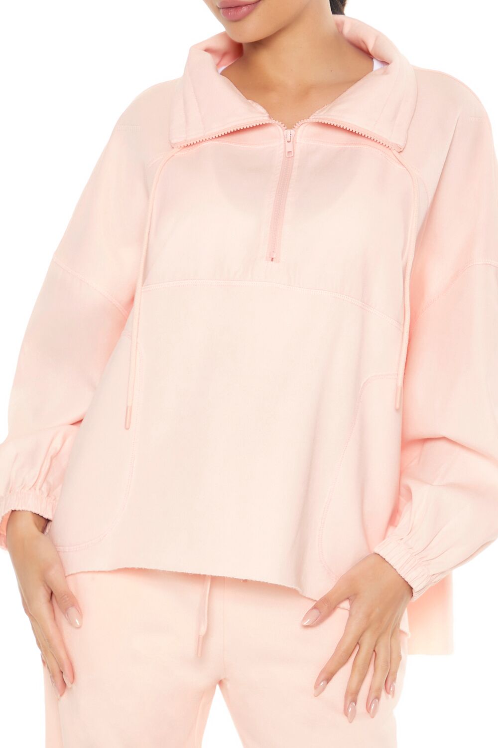  Forever 21 Active Half-Zip Fleece Pullover - pale green - Bonton