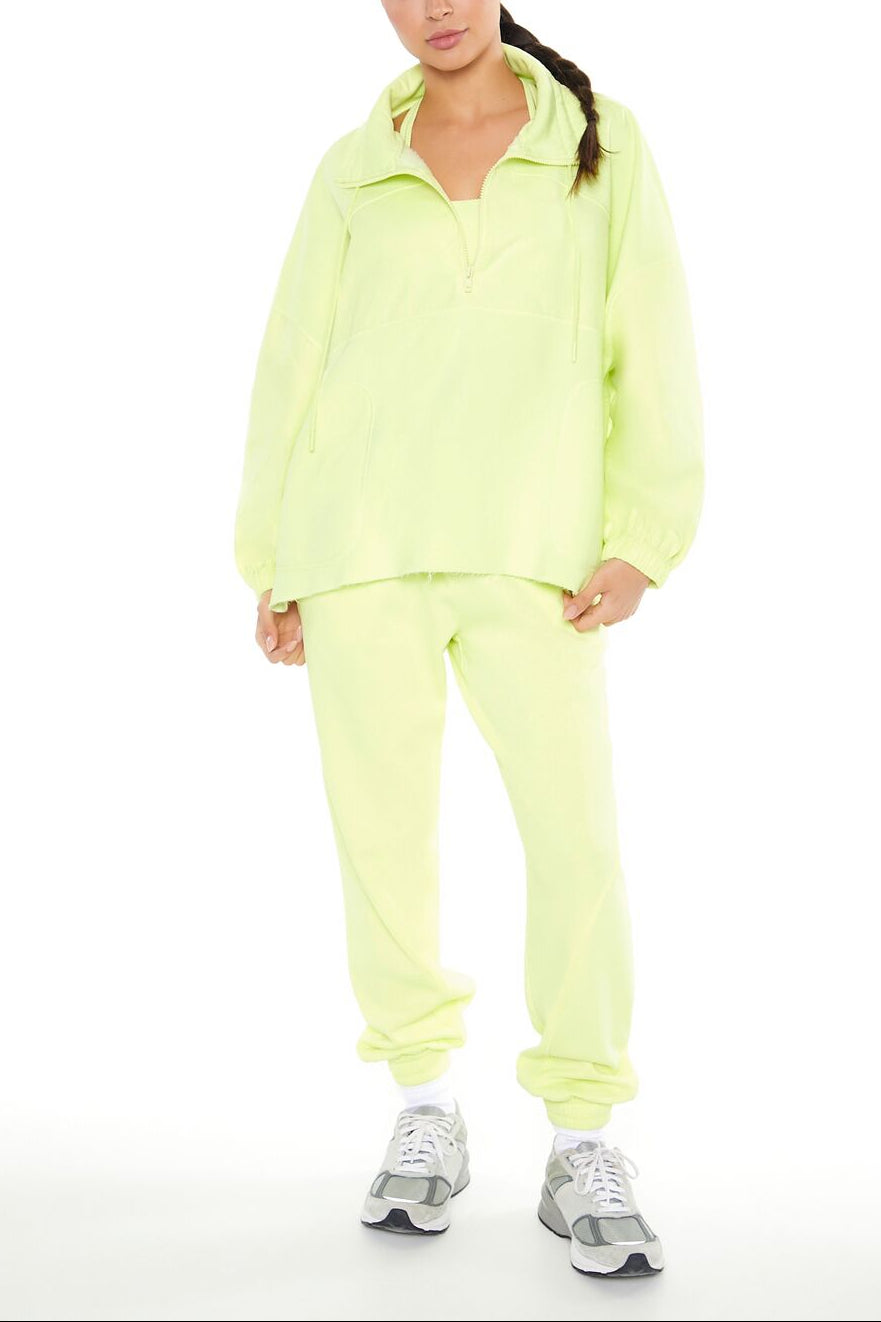  Forever 21 Active Half-Zip Fleece Pullover - pale green - Bonton